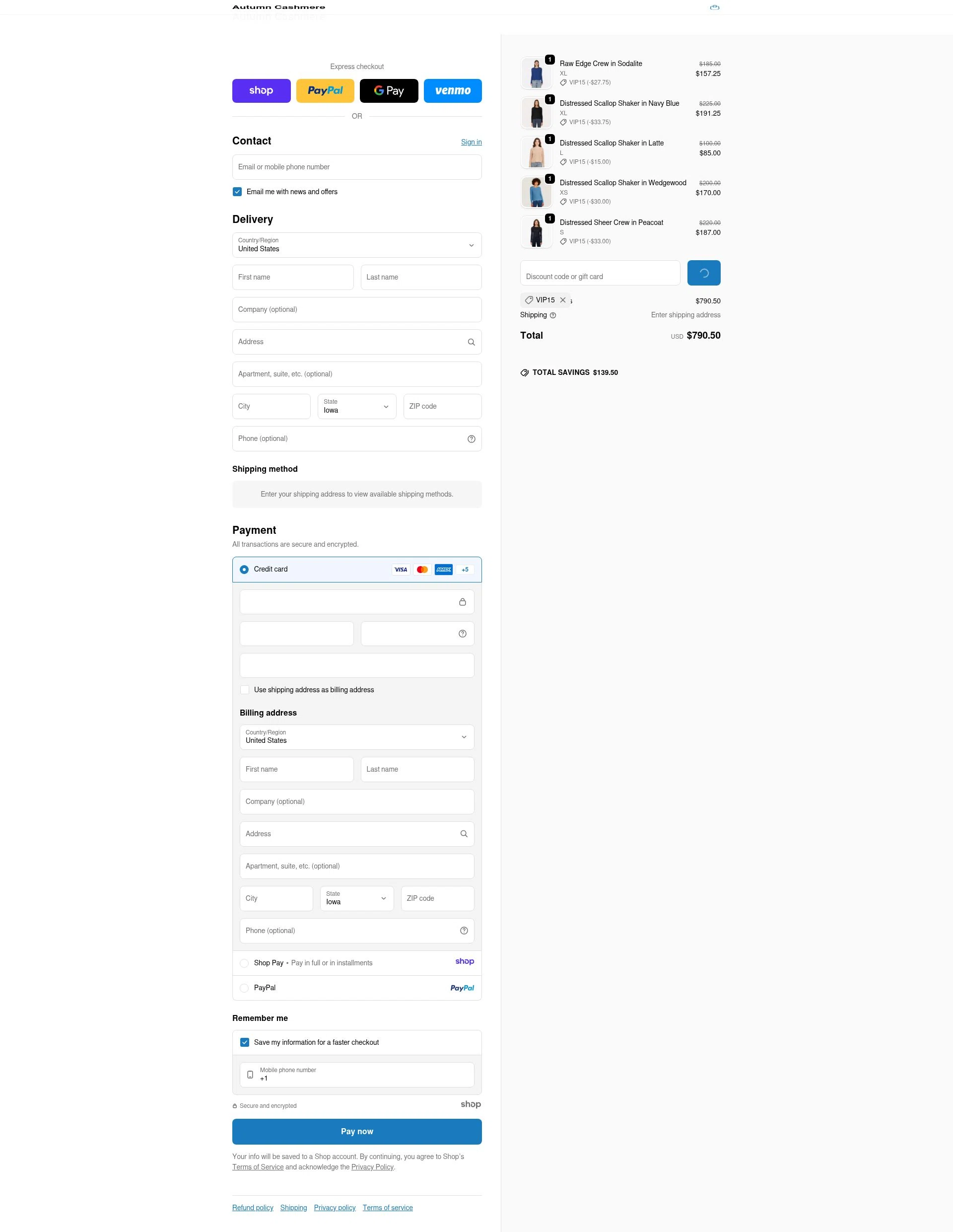 Autumn Cashmere checkout page showing Autumn Cashmere promo code box | Screenshot taken by SimplyCodes community member on Dec 23, 2025