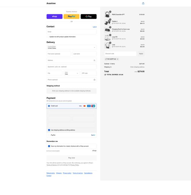 Avantree checkout page showing Avantree promo code box | Screenshot taken by SimplyCodes community member on Sep 2, 2025