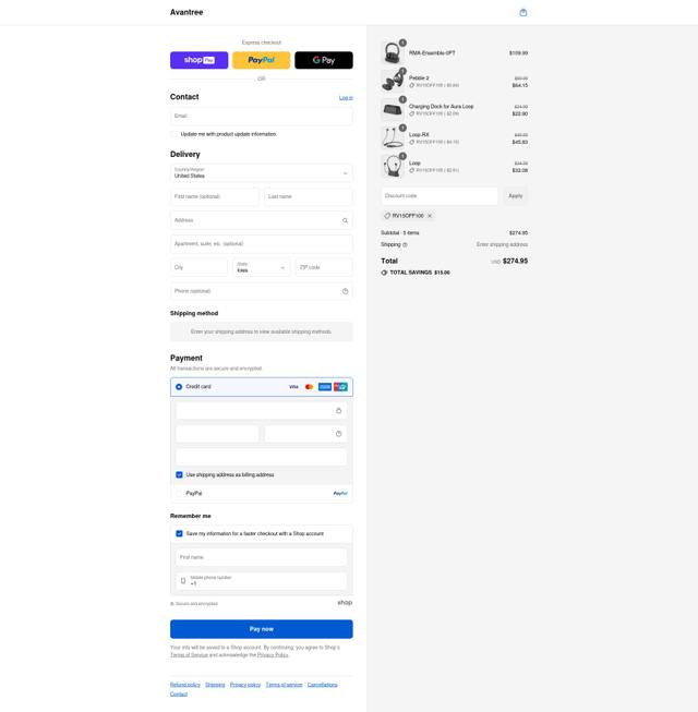 Avantree checkout page showing Avantree promo code box | Screenshot taken by SimplyCodes community member on Aug 28, 2025