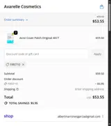 FIRST10 coupon verification screenshot