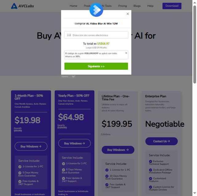 AVCLabs checkout page showing AVCLabs promo code box | Screenshot taken by SimplyCodes community member on Jul 21, 2025