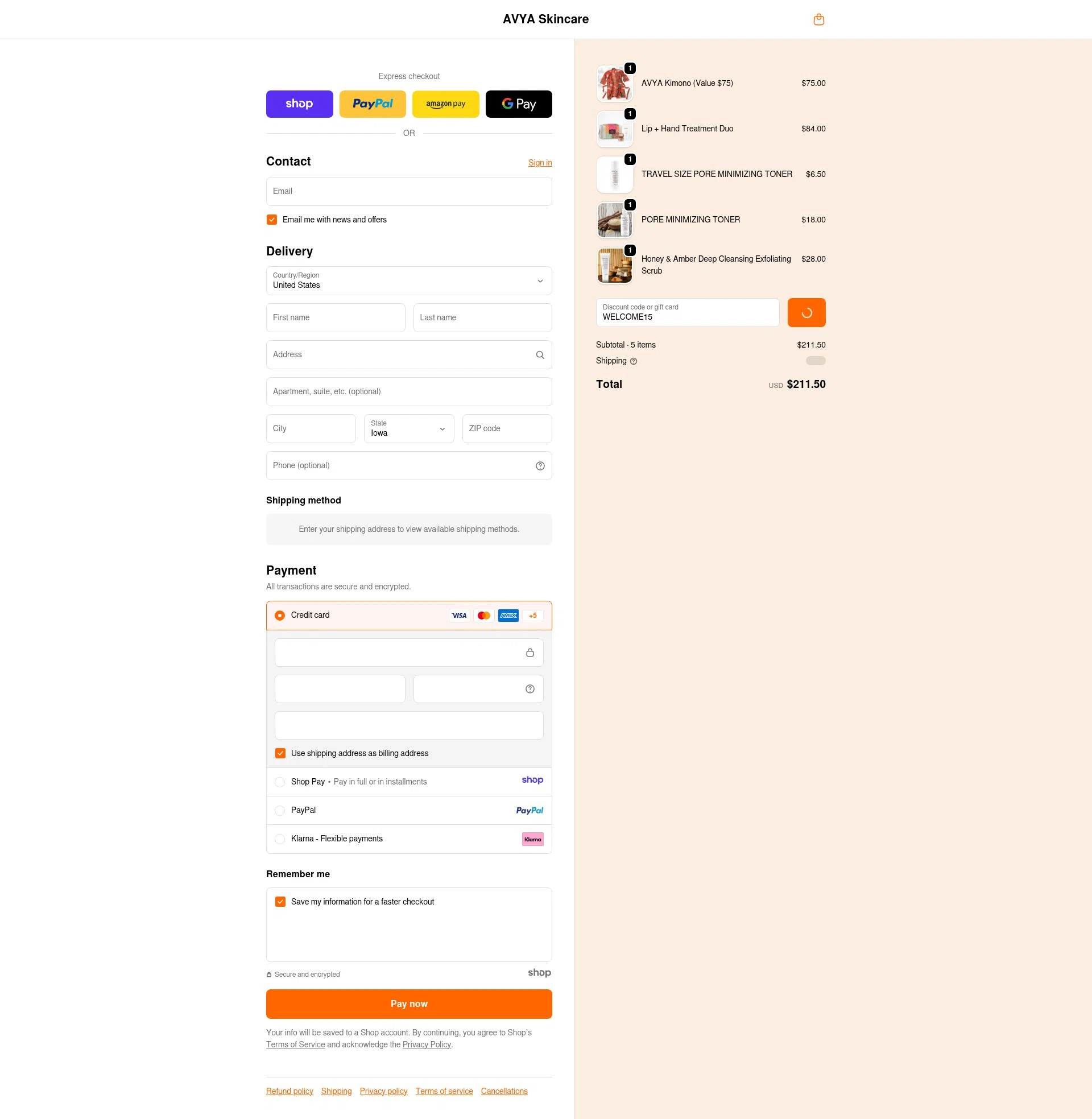 AVYA Skincare checkout page showing AVYA Skincare promo code box | Screenshot taken by SimplyCodes community member on Dec 26, 2025