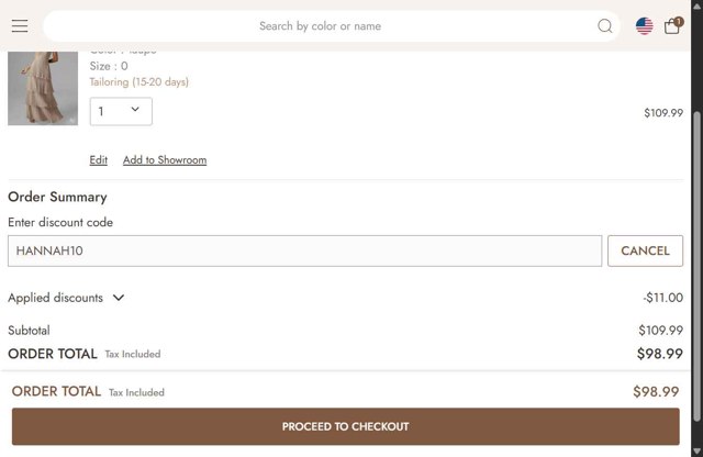 AW Bridal checkout page showing AW Bridal discount code box | Screenshot taken by SimplyCodes community member on Aug 20, 2025