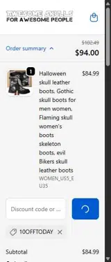 Awesome Skulls coupon verification screenshot
