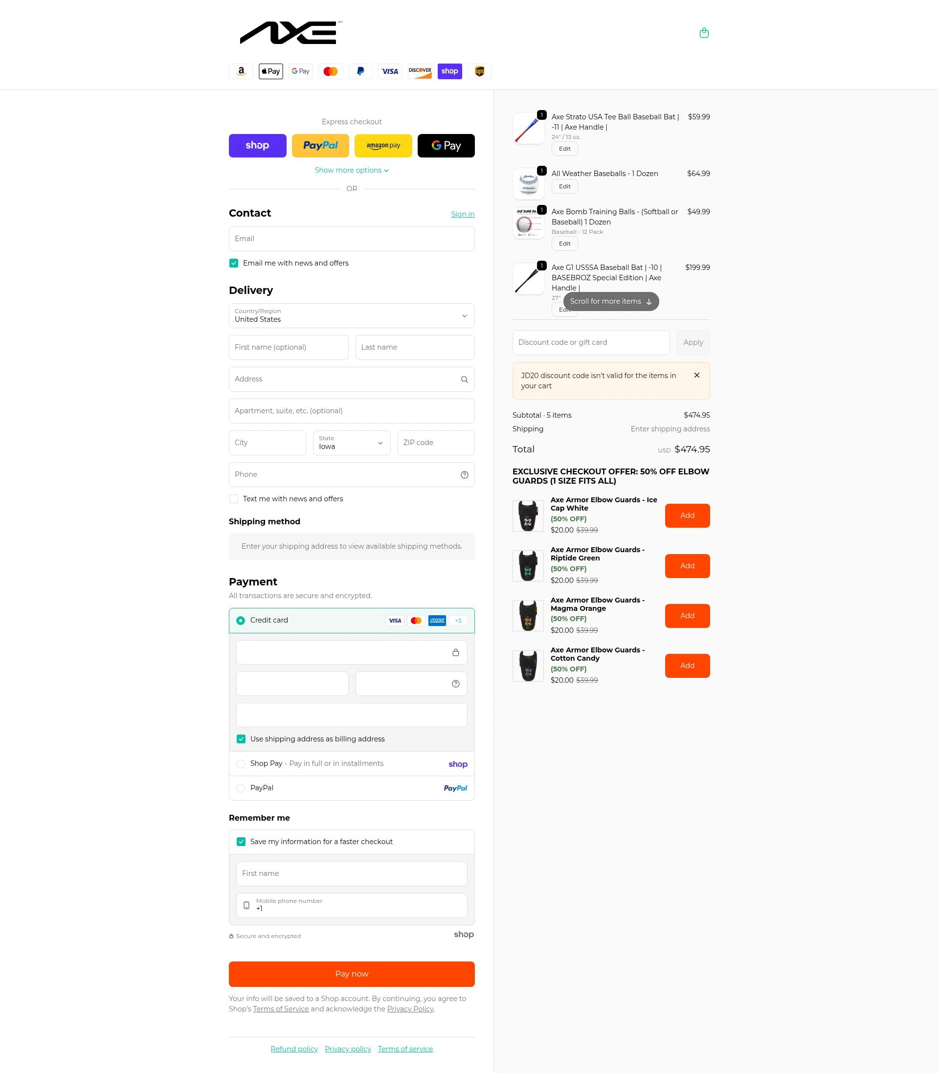 Axe Bat checkout page showing Axe Bat discount code box | Screenshot taken by SimplyCodes community member on Jan 24, 2026