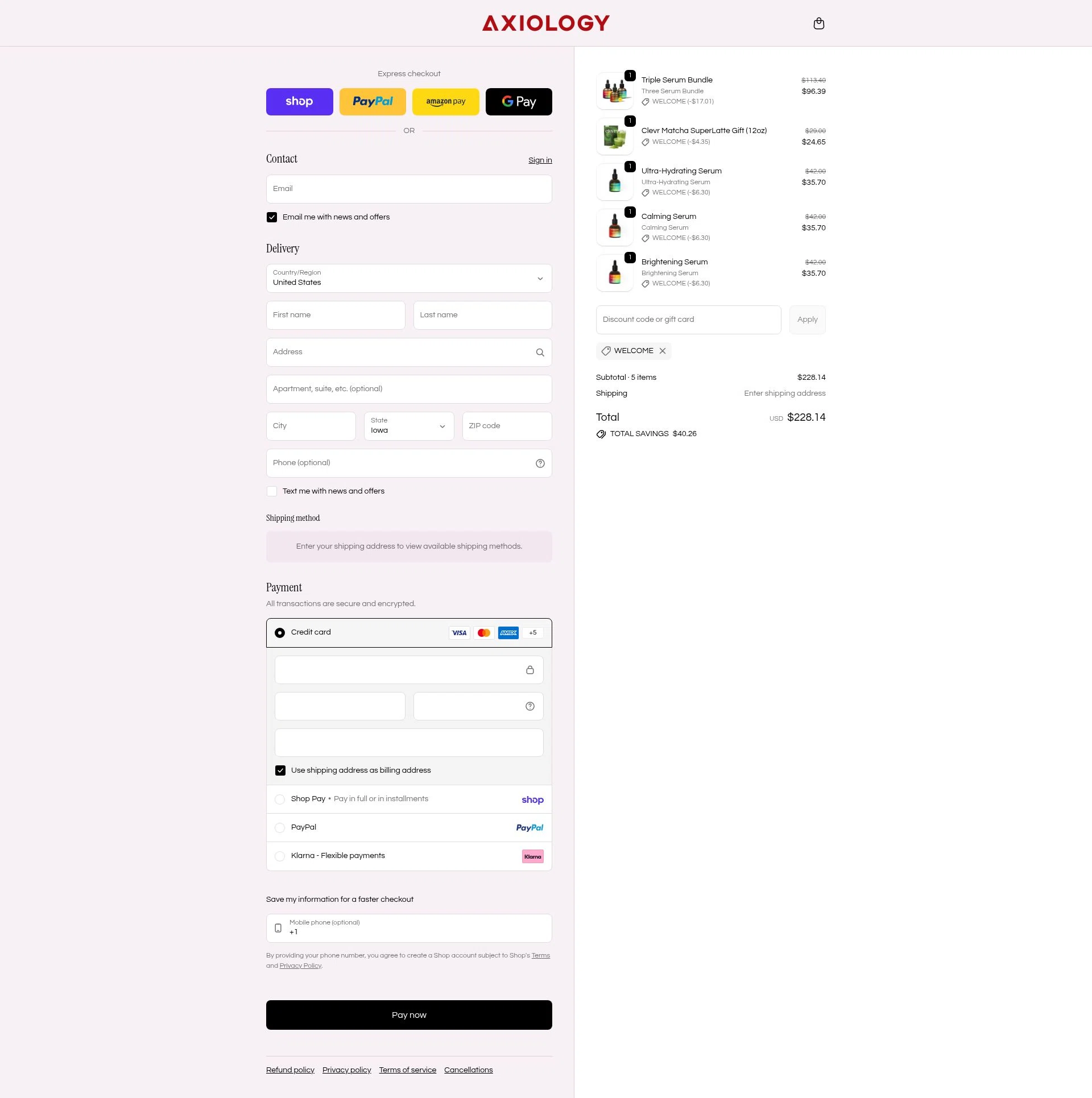 Axiology checkout page showing Axiology discount code box | Screenshot taken by SimplyCodes community member on Feb 6, 2026