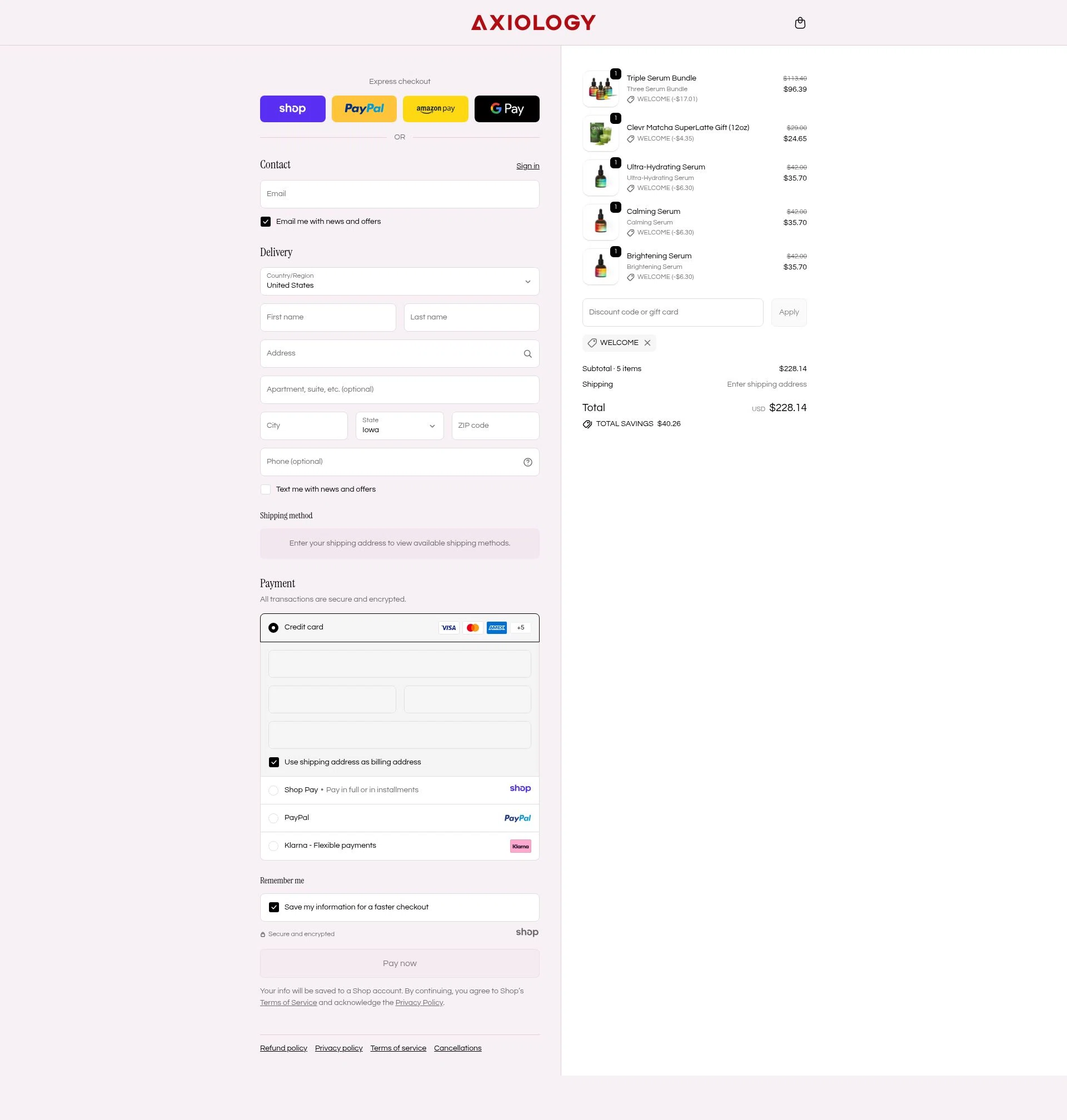 Axiology checkout page showing Axiology discount code box | Screenshot taken by SimplyCodes community member on Jan 14, 2026
