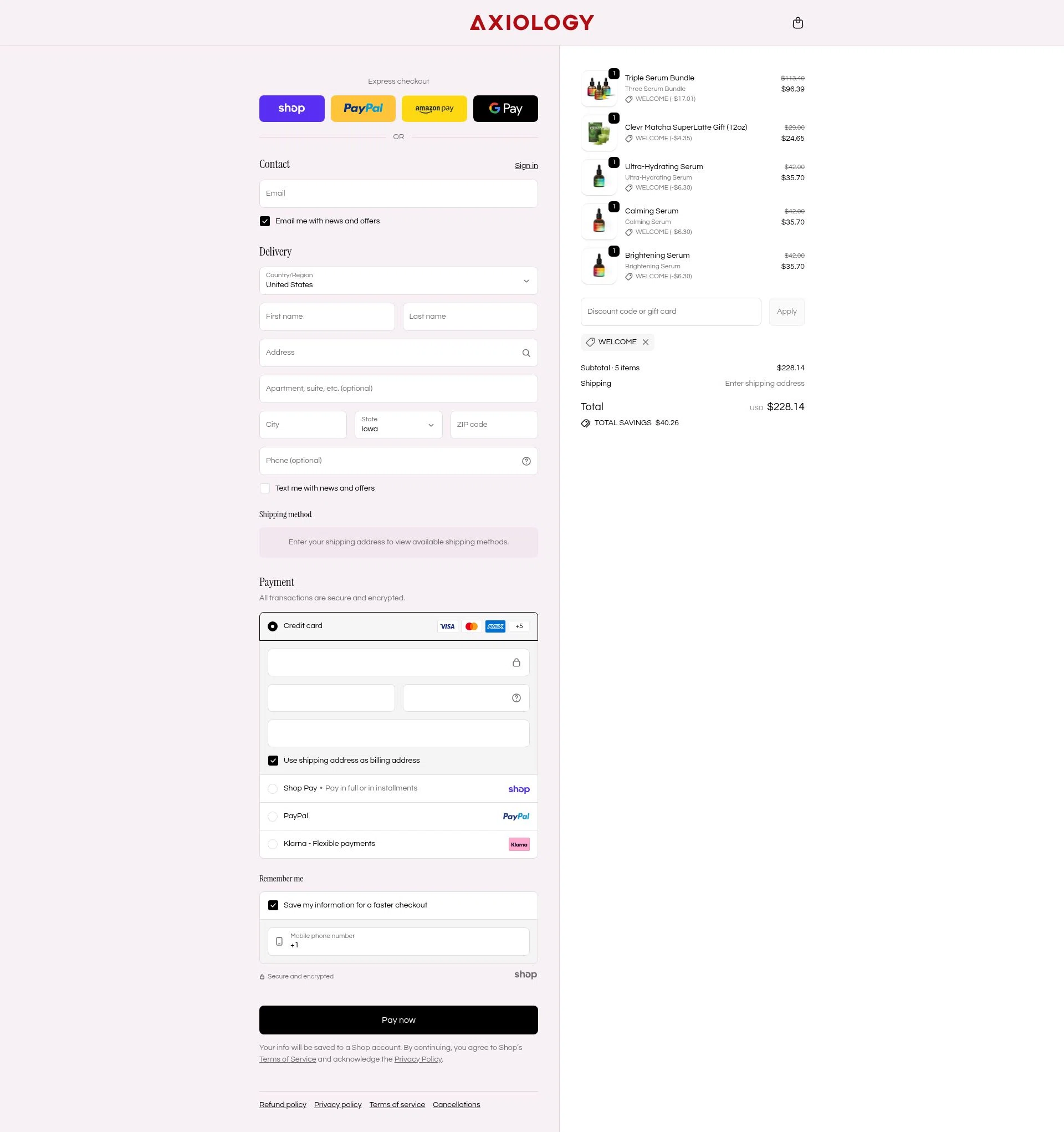 Axiology checkout page showing Axiology discount code box | Screenshot taken by SimplyCodes community member on Jan 24, 2026