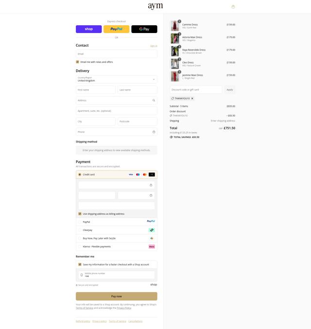 AYM Studio checkout page showing AYM Studio promo code box | Screenshot taken by SimplyCodes community member on Sep 12, 2025
