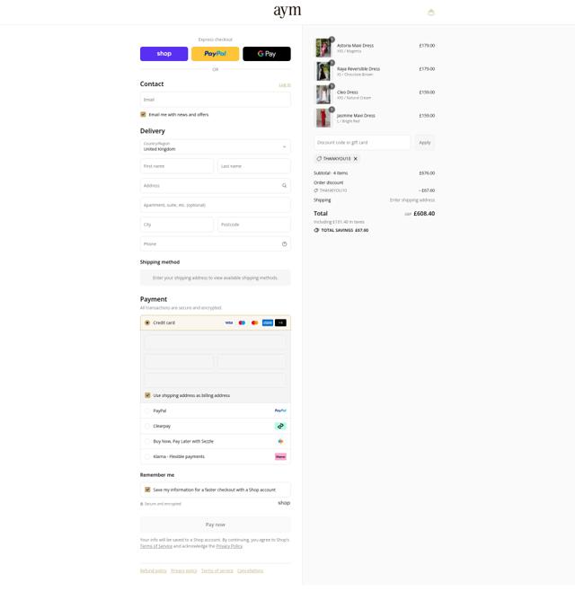 AYM Studio checkout page showing AYM Studio promo code box | Screenshot taken by SimplyCodes community member on Sep 8, 2025