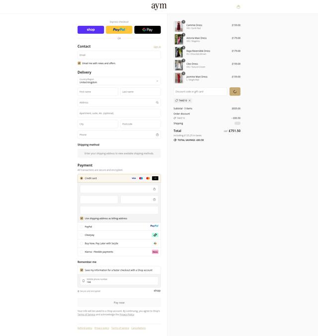 AYM Studio checkout page showing AYM Studio promo code box | Screenshot taken by SimplyCodes community member on Sep 12, 2025