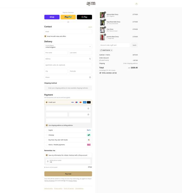 AYM Studio checkout page showing AYM Studio promo code box | Screenshot taken by SimplyCodes community member on Sep 8, 2025