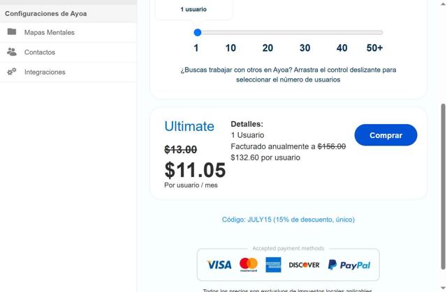 Ayoa checkout page showing Ayoa promo code box | Screenshot taken by SimplyCodes community member on Jul 23, 2025