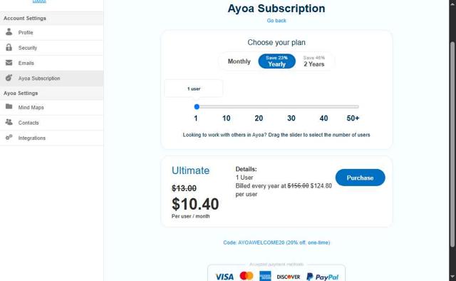 Ayoa checkout page showing Ayoa promo code box | Screenshot taken by SimplyCodes community member on Apr 29, 2025