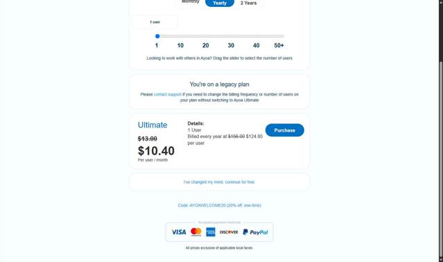 Ayoa checkout page showing Ayoa promo code box | Screenshot taken by SimplyCodes community member on Jun 6, 2025
