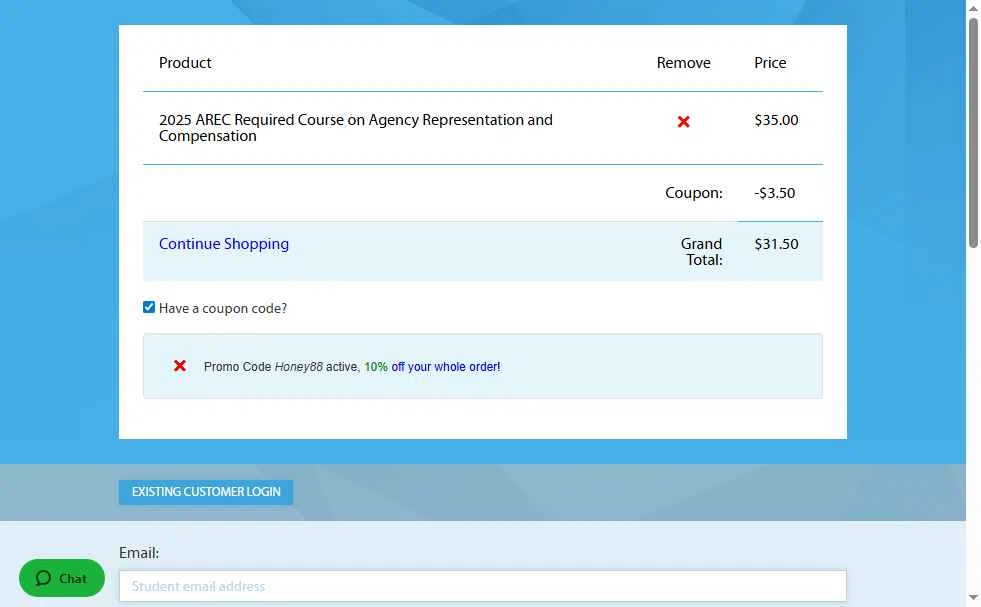 AYPO Real Estate checkout page showing AYPO Real Estate coupon code box | Screenshot taken by SimplyCodes community member on Dec 30, 2025
