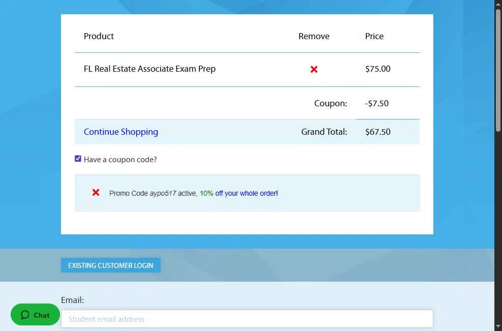 AYPO Real Estate checkout page showing AYPO Real Estate coupon code box | Screenshot taken by SimplyCodes community member on Dec 22, 2025