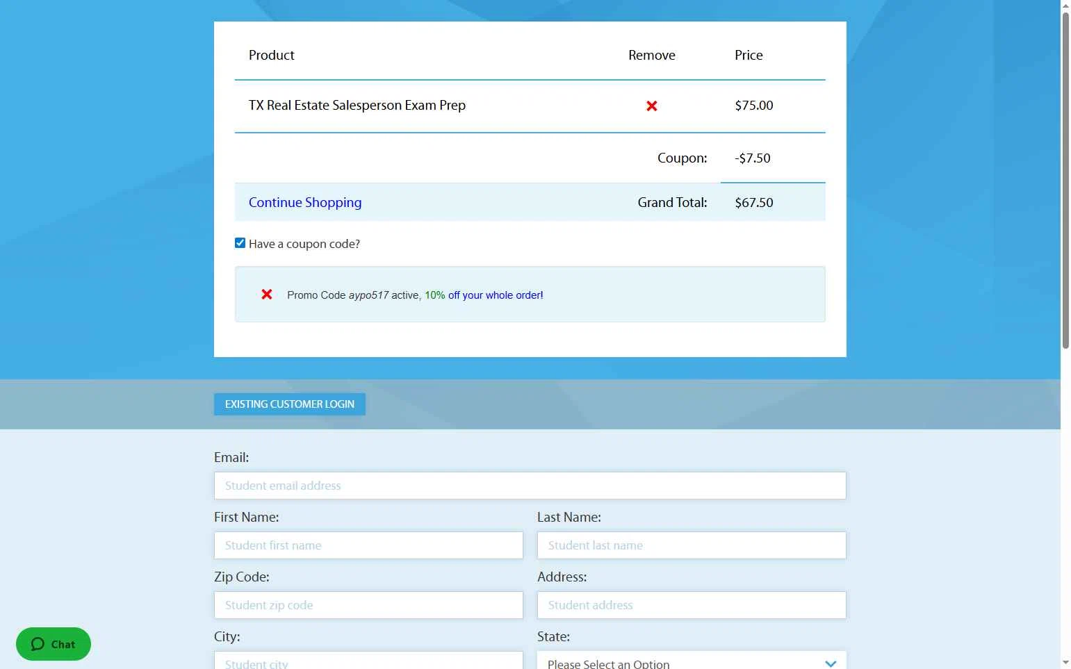 AYPO Real Estate checkout page showing AYPO Real Estate coupon code box | Screenshot taken by SimplyCodes community member on Dec 22, 2025