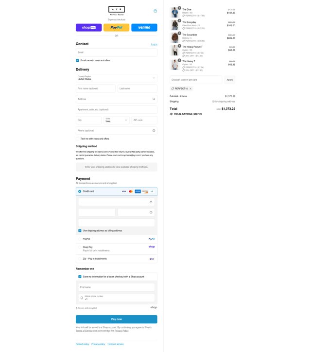 AYR checkout page showing AYR promo code box | Screenshot taken by SimplyCodes community member on Aug 27, 2025