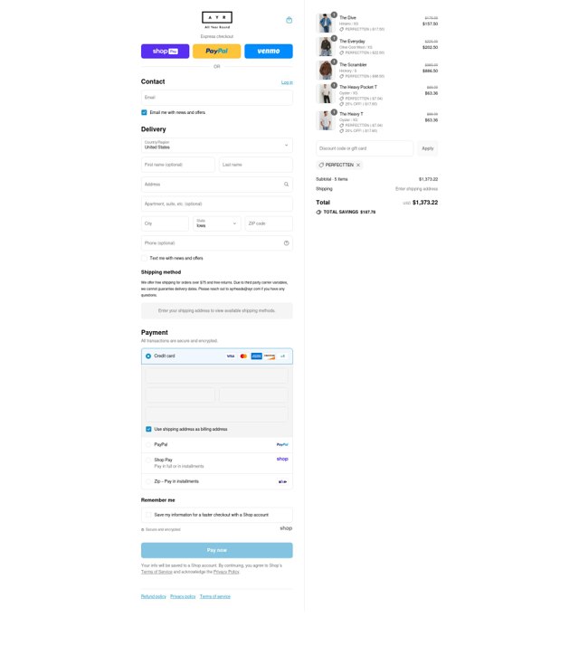 AYR checkout page showing AYR promo code box | Screenshot taken by SimplyCodes community member on Aug 26, 2025