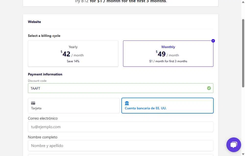 B12 checkout page showing B12 promo code box | Screenshot taken by SimplyCodes community member on Nov 14, 2025