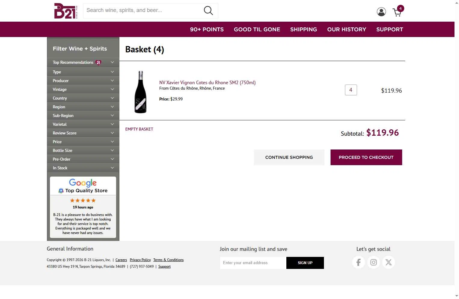 B-21 Liquors checkout page showing B-21 Liquors promo code box | Screenshot taken by SimplyCodes community member on Jan 6, 2026
