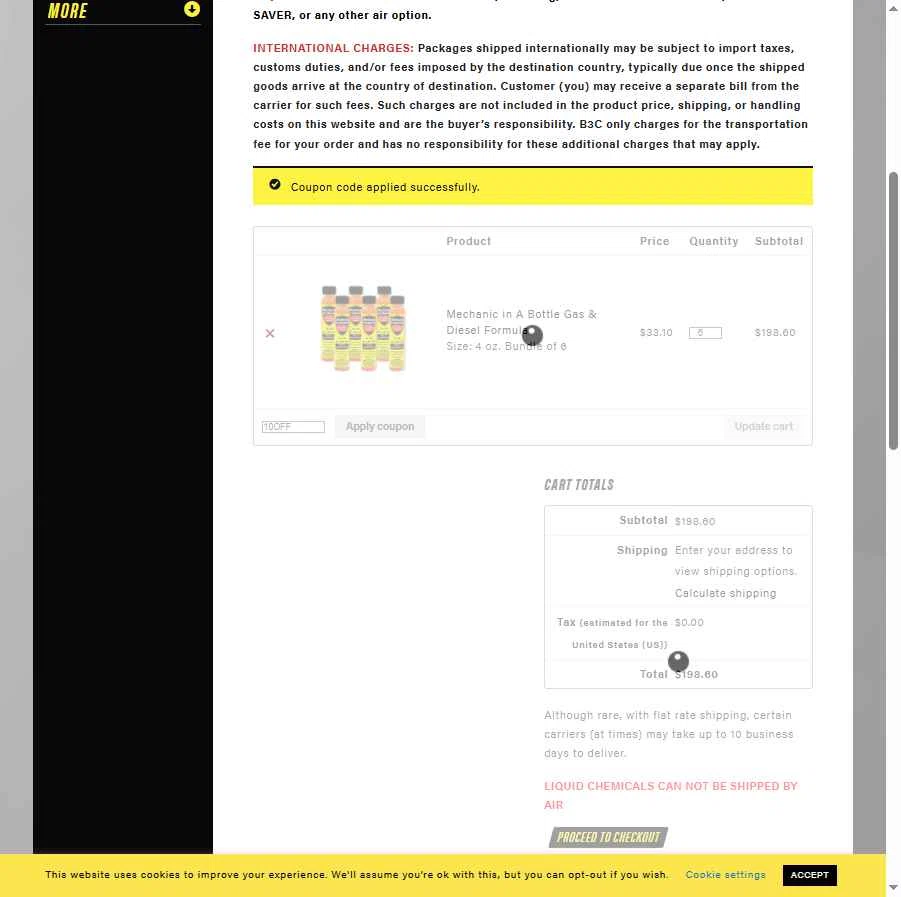 B3C Fuel checkout page showing B3C Fuel promo code box | Screenshot taken by SimplyCodes community member on Nov 11, 2025
