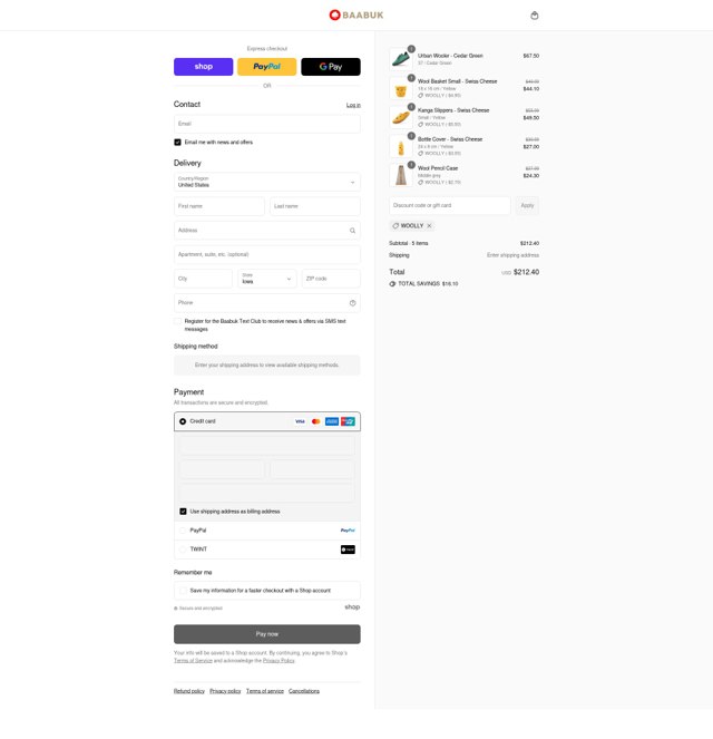 Baabuk checkout page showing Baabuk promo code box | Screenshot taken by SimplyCodes community member on Aug 29, 2025