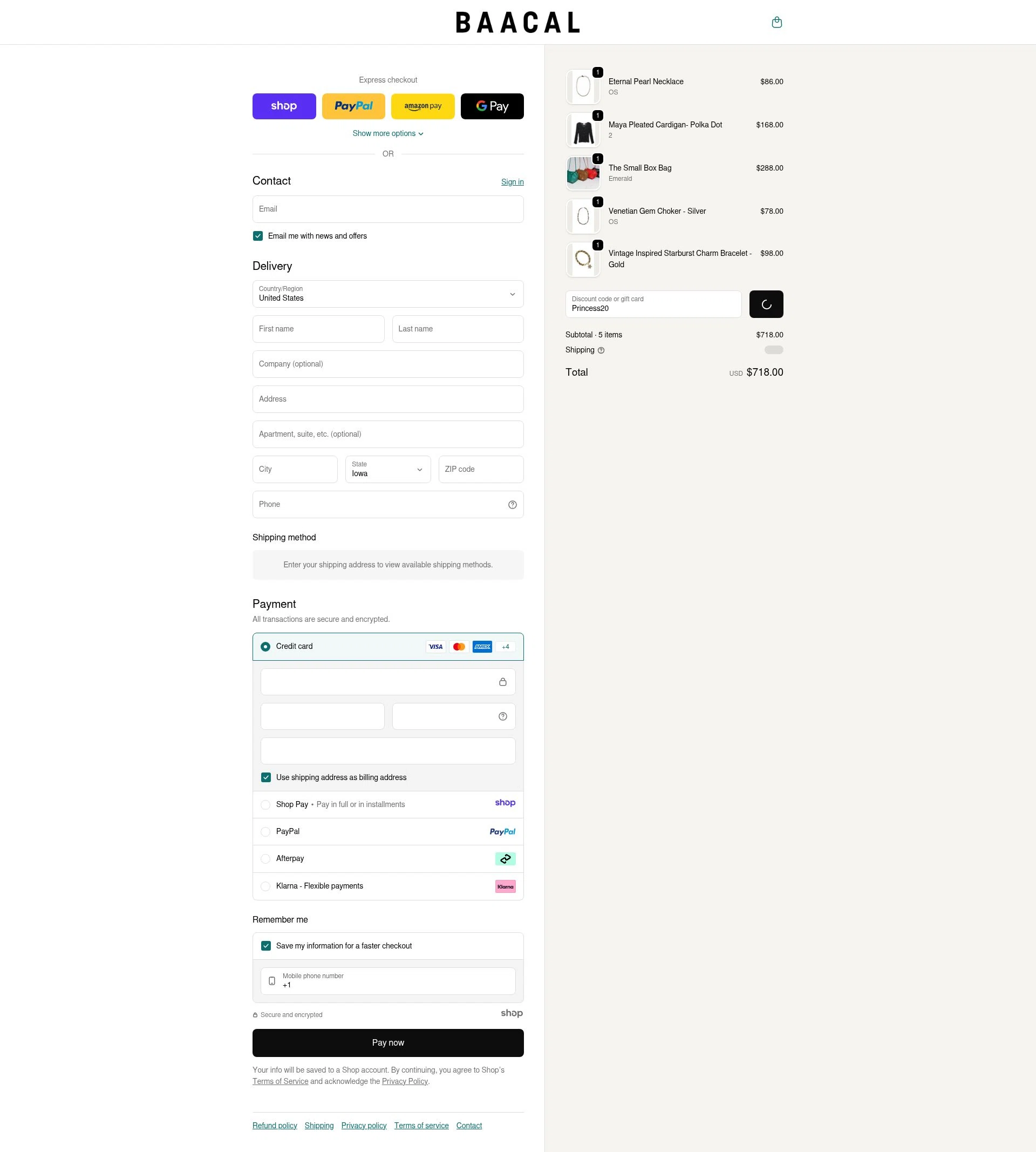 Baacal checkout page showing Baacal promo code box | Screenshot taken by SimplyCodes community member on Dec 23, 2025