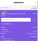 WELCOME10 coupon verification screenshot