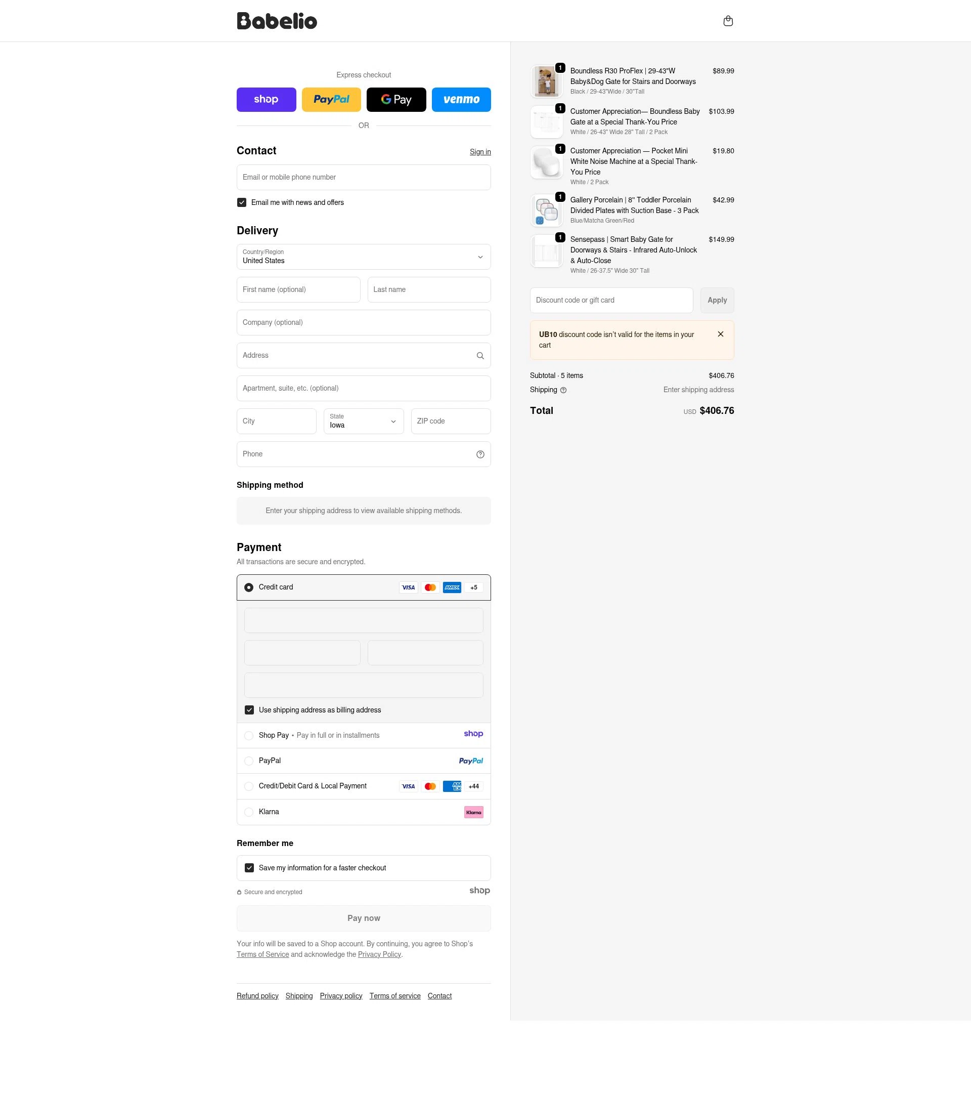 BabelioBaby checkout page showing BabelioBaby promo code box | Screenshot taken by SimplyCodes community member on Jan 3, 2026