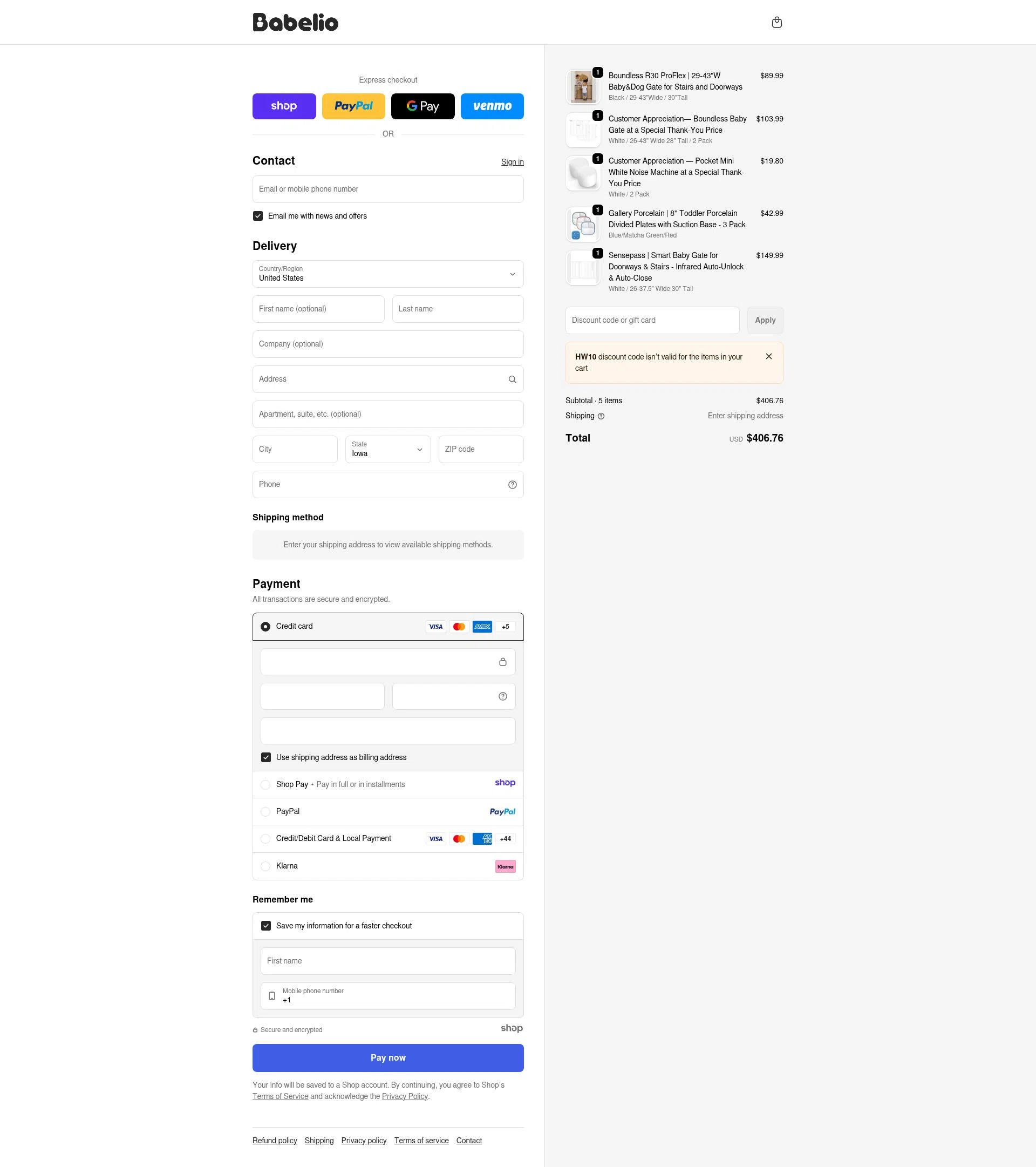 BabelioBaby checkout page showing BabelioBaby promo code box | Screenshot taken by SimplyCodes community member on Jan 3, 2026