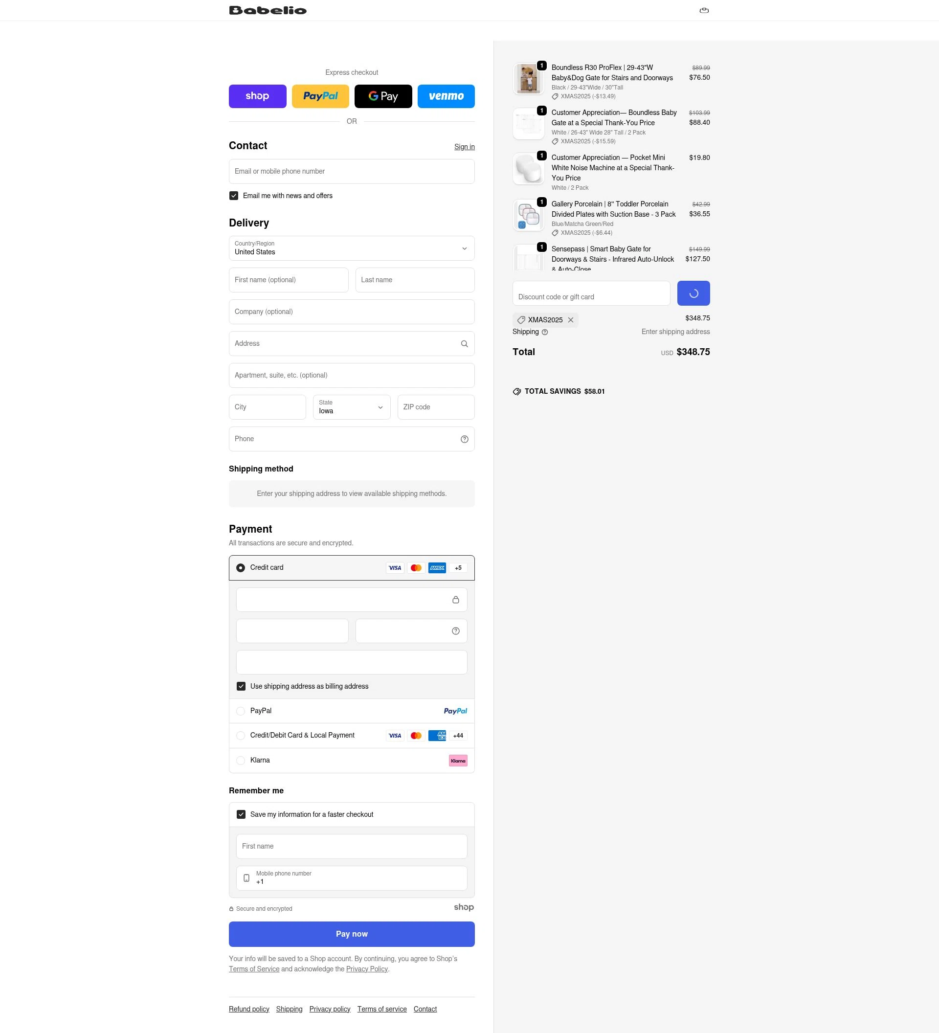 BabelioBaby checkout page showing BabelioBaby promo code box | Screenshot taken by SimplyCodes community member on Dec 24, 2025
