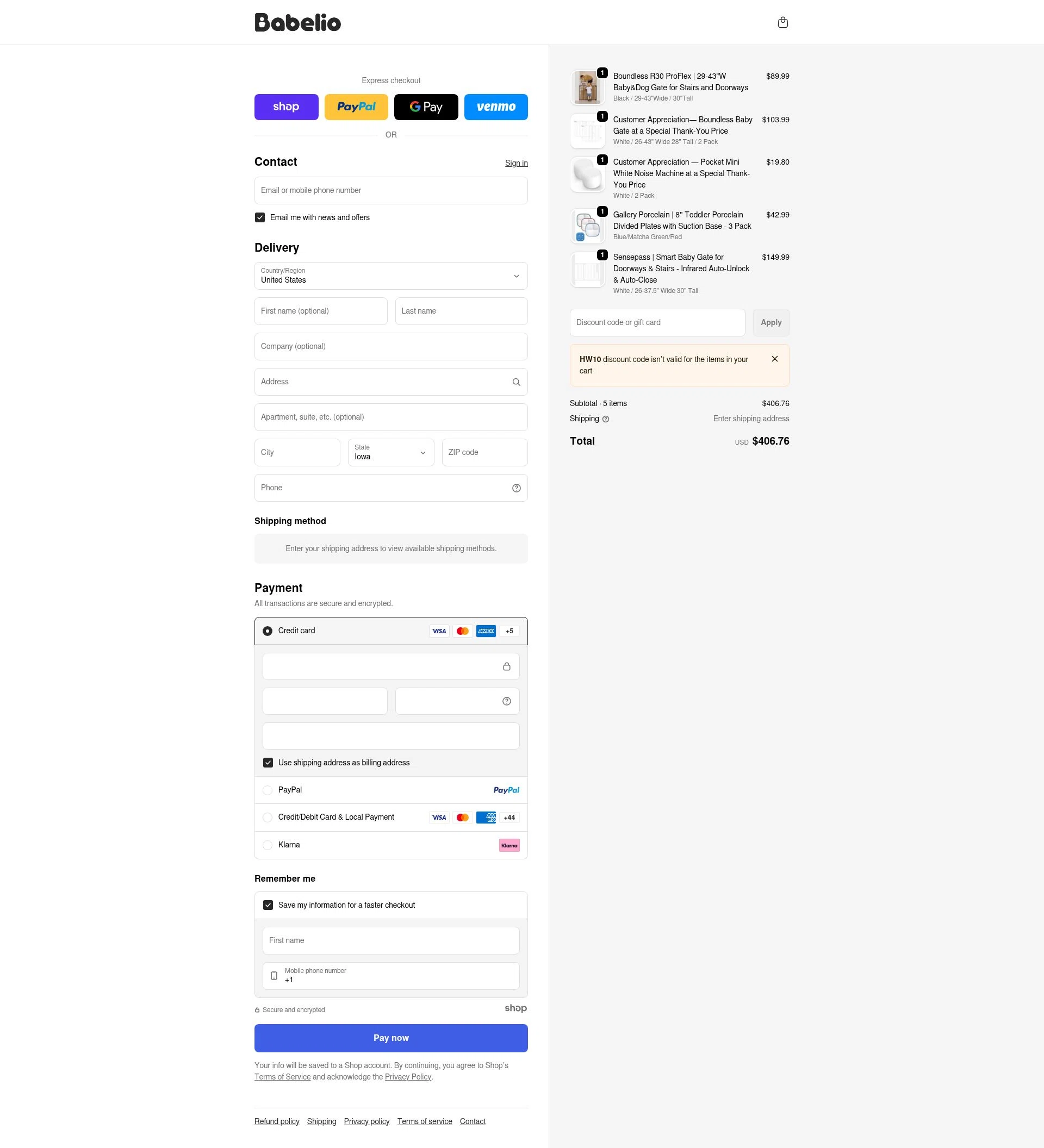 BabelioBaby checkout page showing BabelioBaby promo code box | Screenshot taken by SimplyCodes community member on Dec 24, 2025
