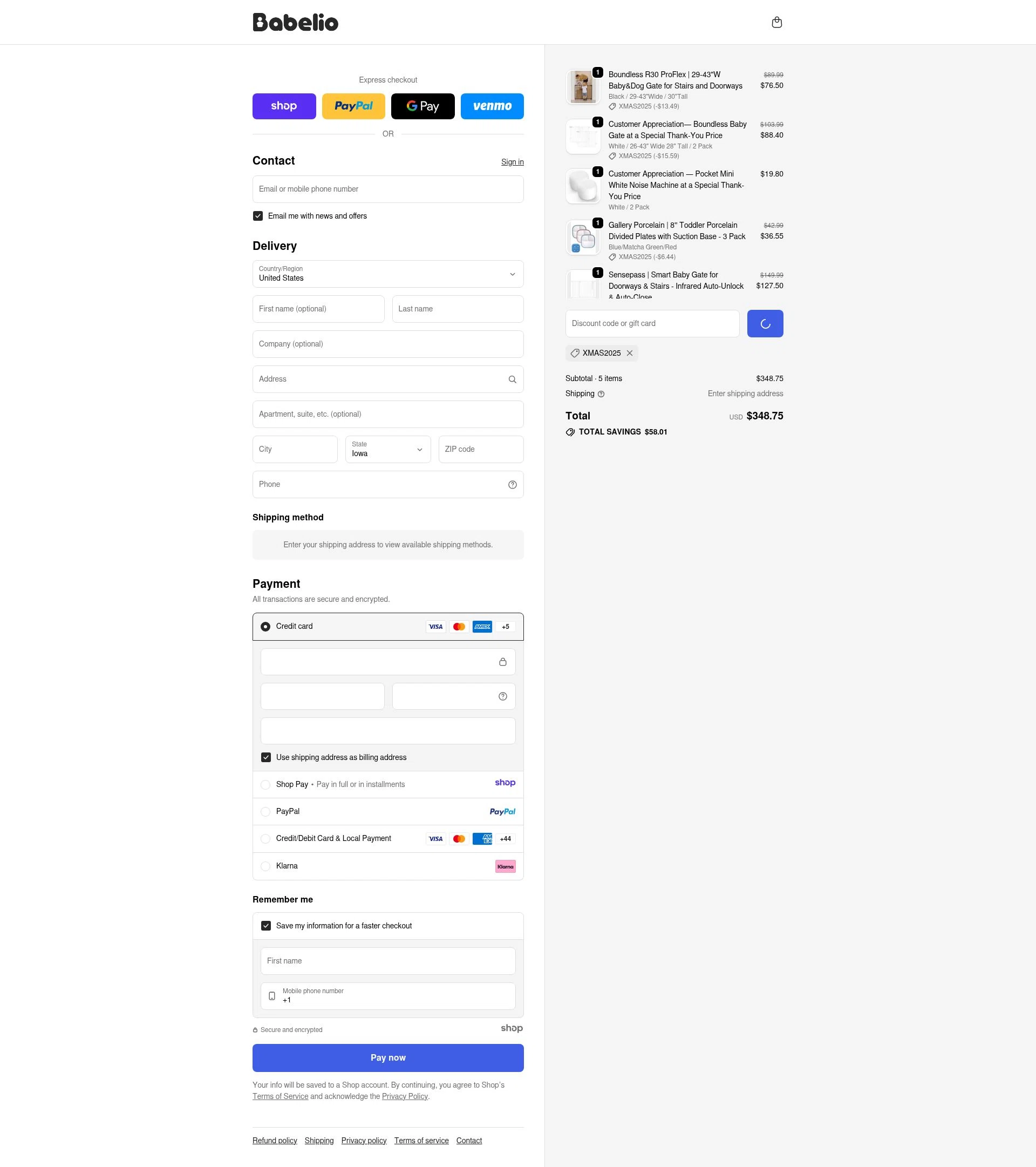 BabelioBaby checkout page showing BabelioBaby promo code box | Screenshot taken by SimplyCodes community member on Dec 29, 2025