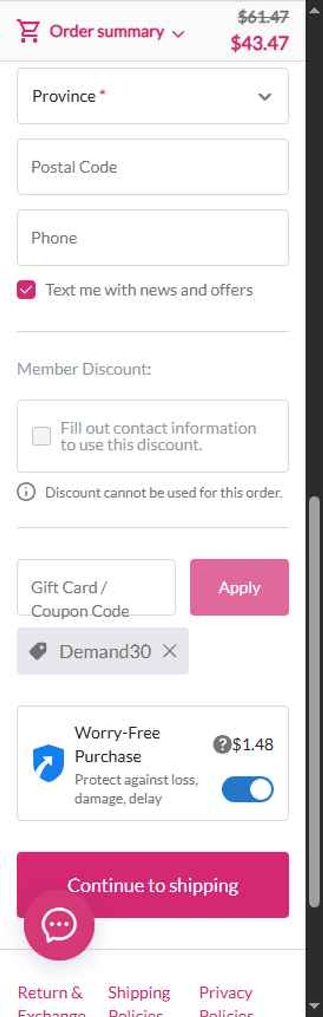 Babeside checkout page showing Babeside coupon code box | Screenshot taken by SimplyCodes community member on Sep 4, 2025