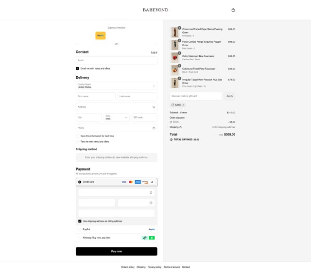 Babeyond checkout page showing Babeyond discount code box | Screenshot taken by SimplyCodes community member on Aug 25, 2025