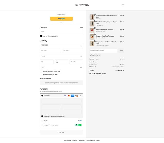 Babeyond checkout page showing Babeyond discount code box | Screenshot taken by SimplyCodes community member on Aug 25, 2025