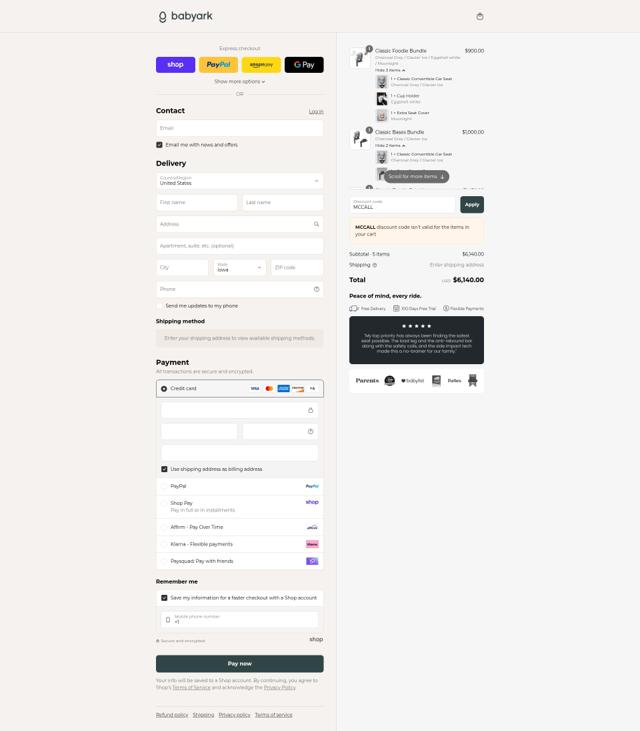 babyark checkout page showing babyark discount code box | Screenshot taken by SimplyCodes community member on Sep 3, 2025