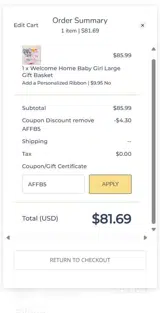 AFFB5 coupon verification screenshot