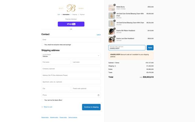 Baby Beau & Belle checkout page showing Baby Beau & Belle promo code box | Screenshot taken by SimplyCodes community member on Mar 28, 2025