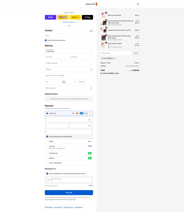 Baby Foot checkout page showing Baby Foot coupon code box | Screenshot taken by SimplyCodes community member on Sep 2, 2025