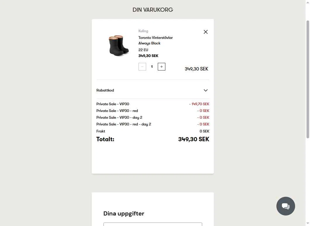 Babyshop checkout page showing Babyshop promo code box | Screenshot taken by SimplyCodes community member on Dec 22, 2025