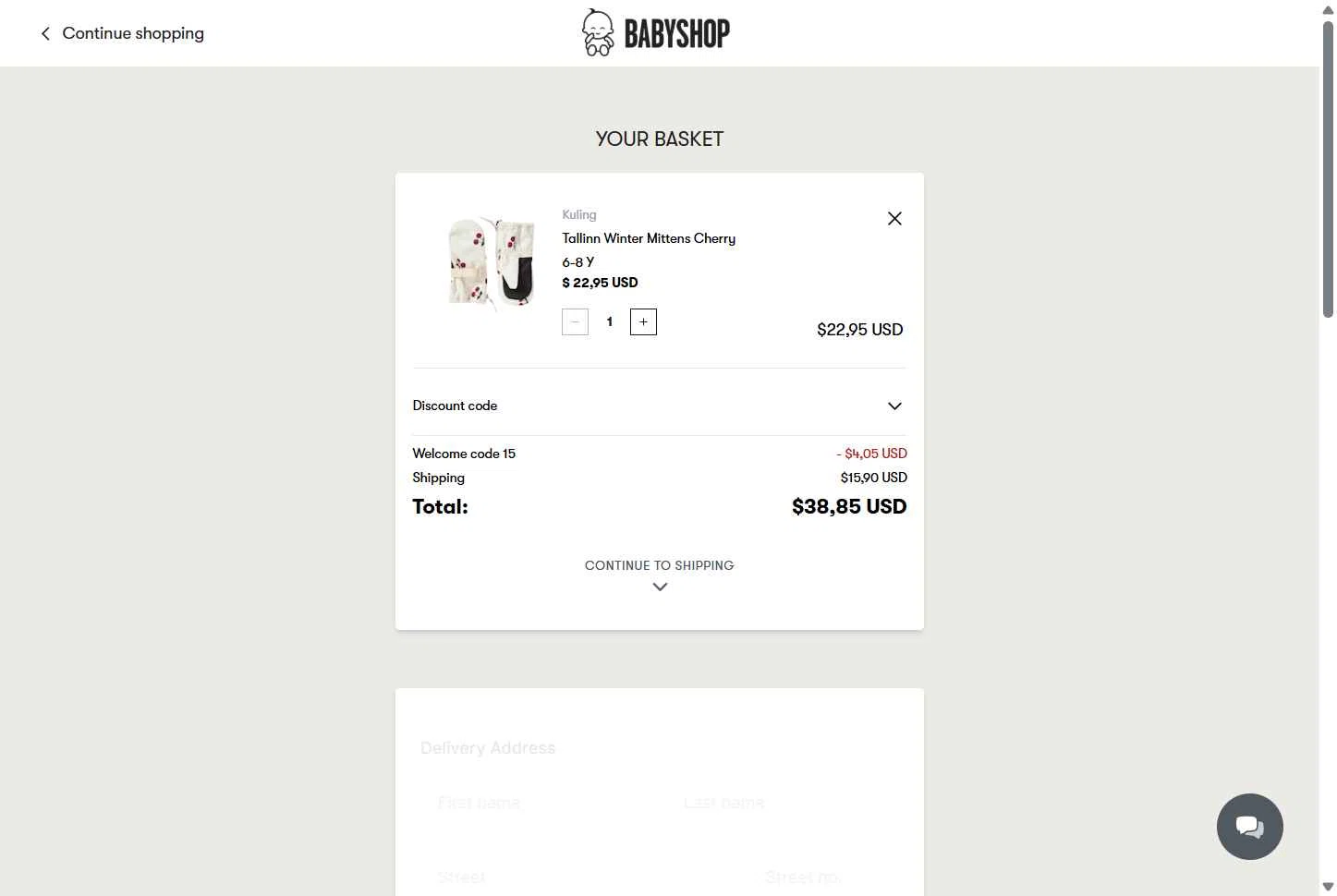 Babyshop checkout page showing Babyshop promo code box | Screenshot taken by SimplyCodes community member on Dec 24, 2025