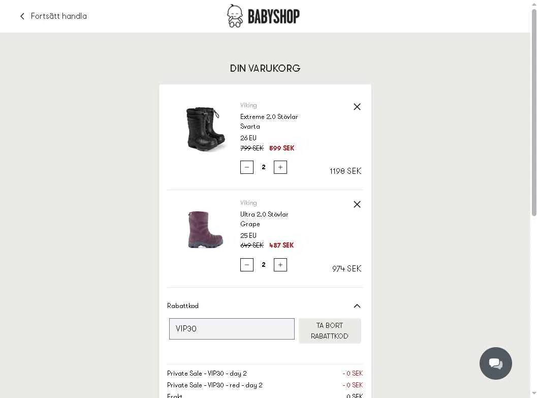 Babyshop checkout page showing Babyshop promo code box | Screenshot taken by SimplyCodes community member on Dec 15, 2025
