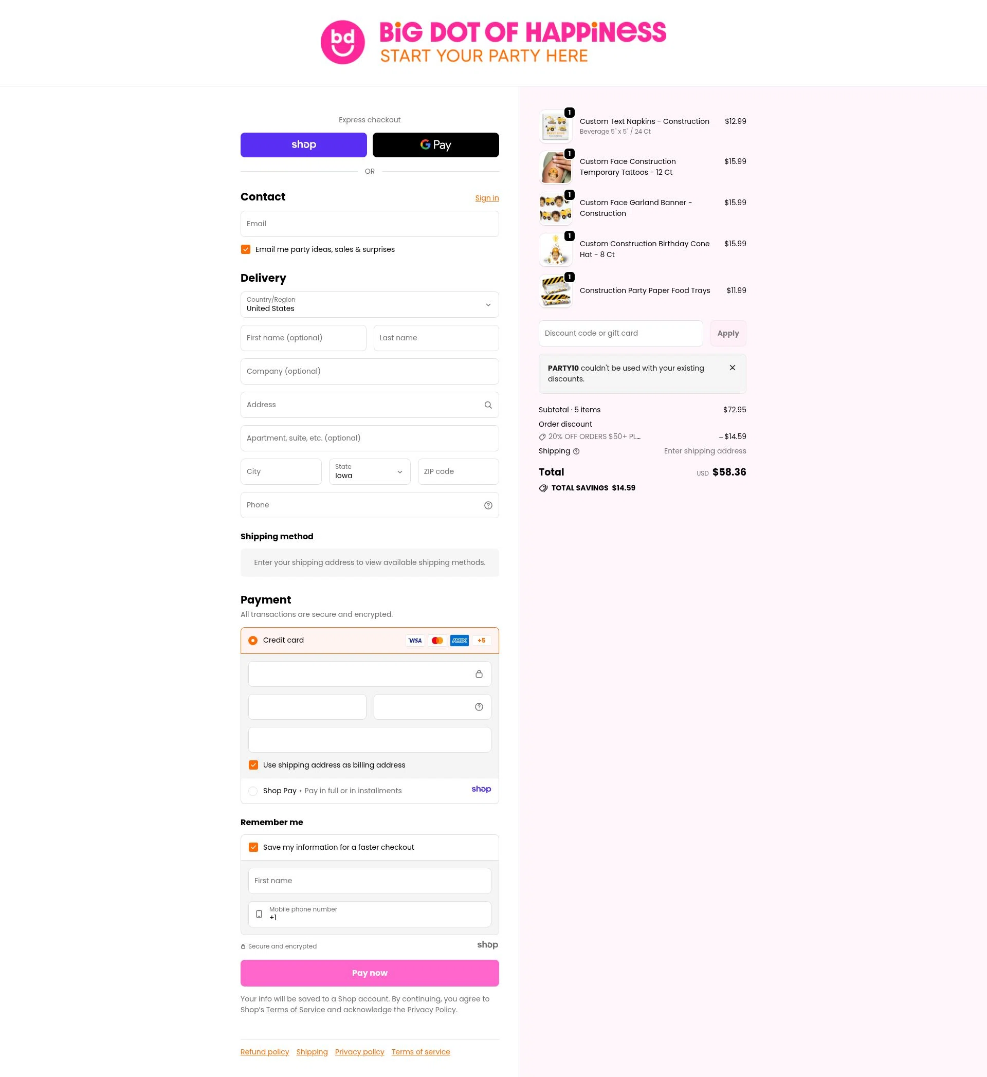 BabyShowerStuff.com checkout page showing BabyShowerStuff.com promo code box | Screenshot taken by SimplyCodes community member on Jan 3, 2026