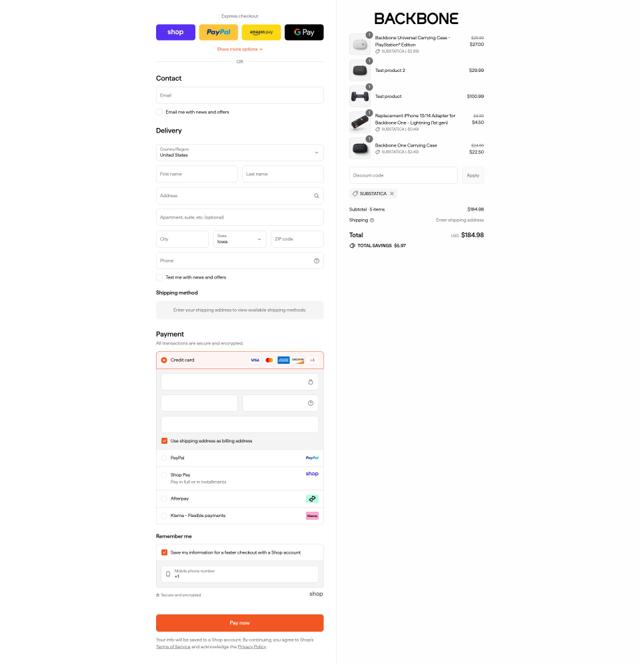 Backbone checkout page showing Backbone discount code box | Screenshot taken by SimplyCodes community member on Sep 8, 2025