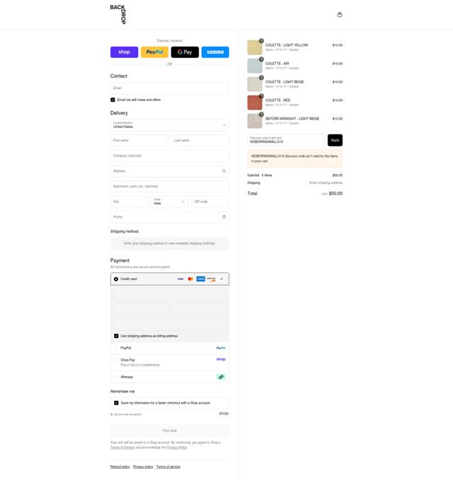 Backdrop checkout page showing Backdrop promo code box | Screenshot taken by SimplyCodes community member on Sep 7, 2025