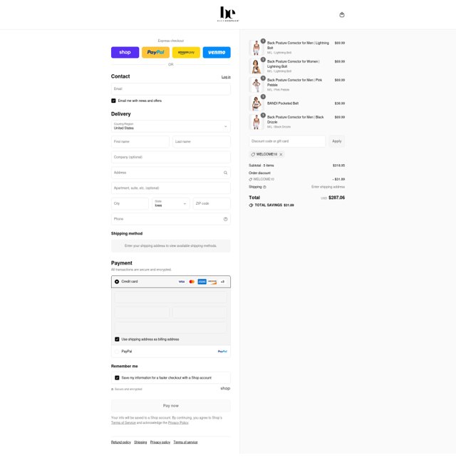 Back Embrace checkout page showing Back Embrace promo code box | Screenshot taken by SimplyCodes community member on Aug 28, 2025