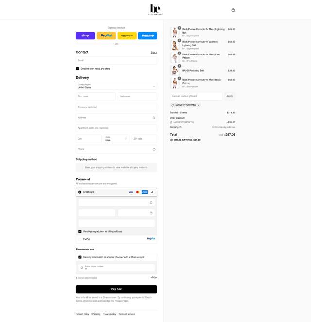 Back Embrace checkout page showing Back Embrace promo code box | Screenshot taken by SimplyCodes community member on Sep 14, 2025